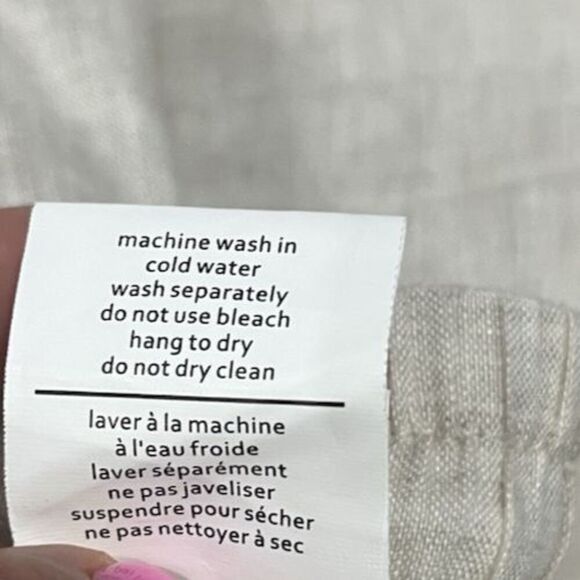 UCHUU Women's High Rise Wide Leg Drawstring Linen Pants Cropped Khaki SZ M - Picture 4 of 8